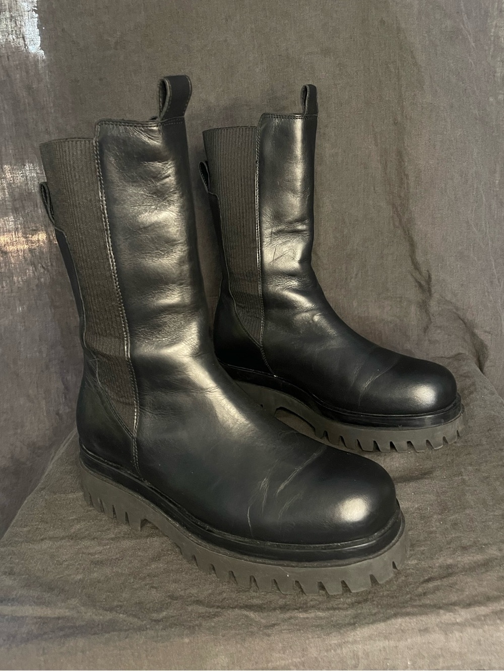 COS Chunky Leather Chelsea Boots in black